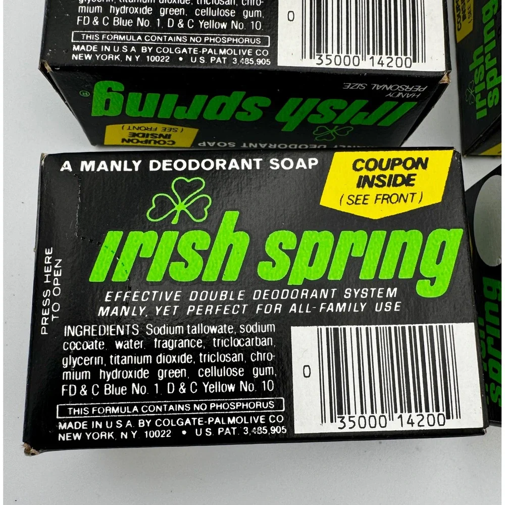 Lot of 5 Vintage Irish Spring Soap Bars - Pristine Deadstock Case Condition